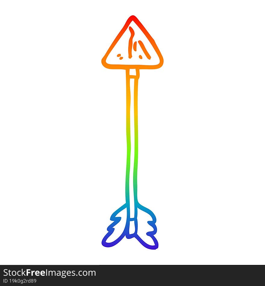 rainbow gradient line drawing cartoon straight arrow