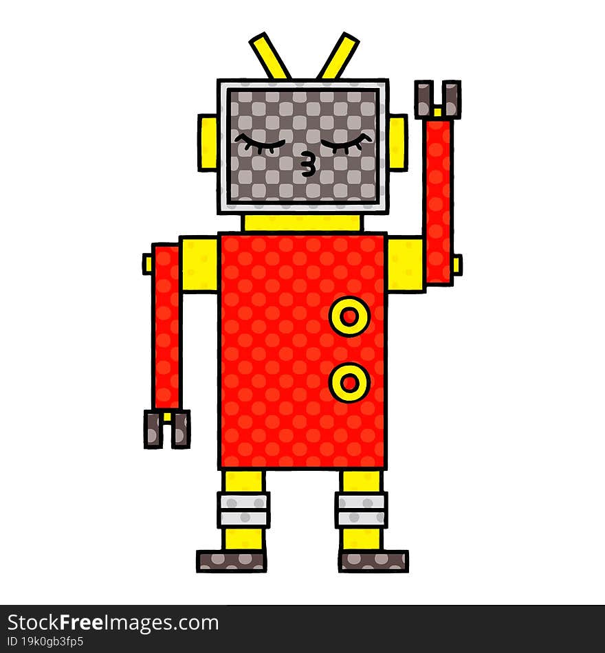 comic book style cartoon of a robot