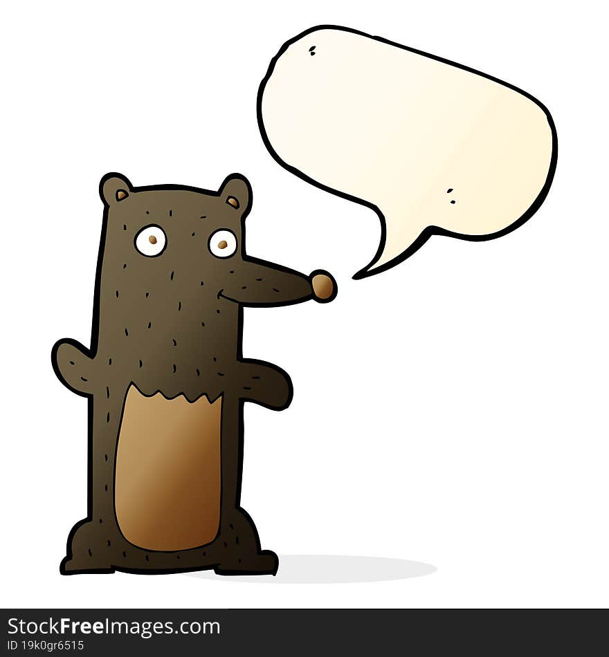 Cartoon Black Bear With Speech Bubble