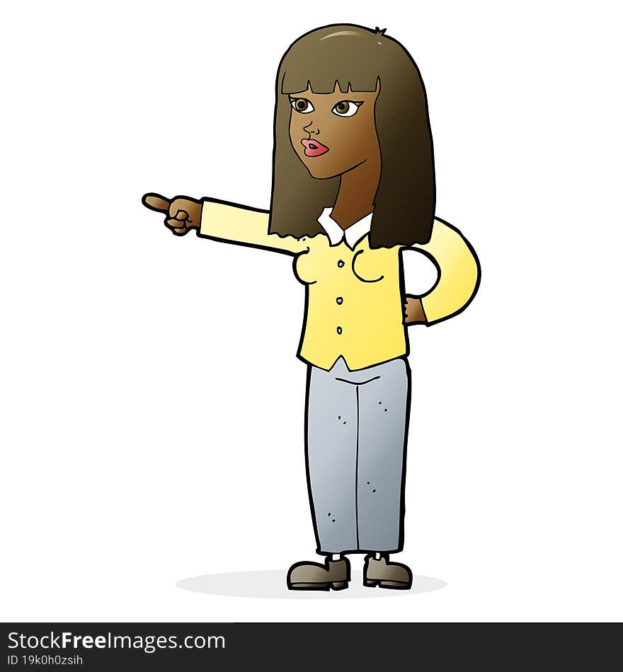 cartoon pretty woman pointing