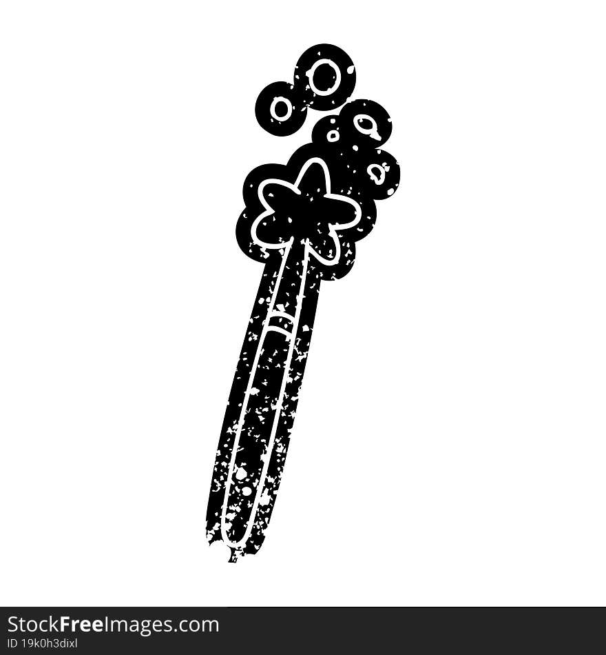 Grunge Icon Drawing Of A Magic Wand