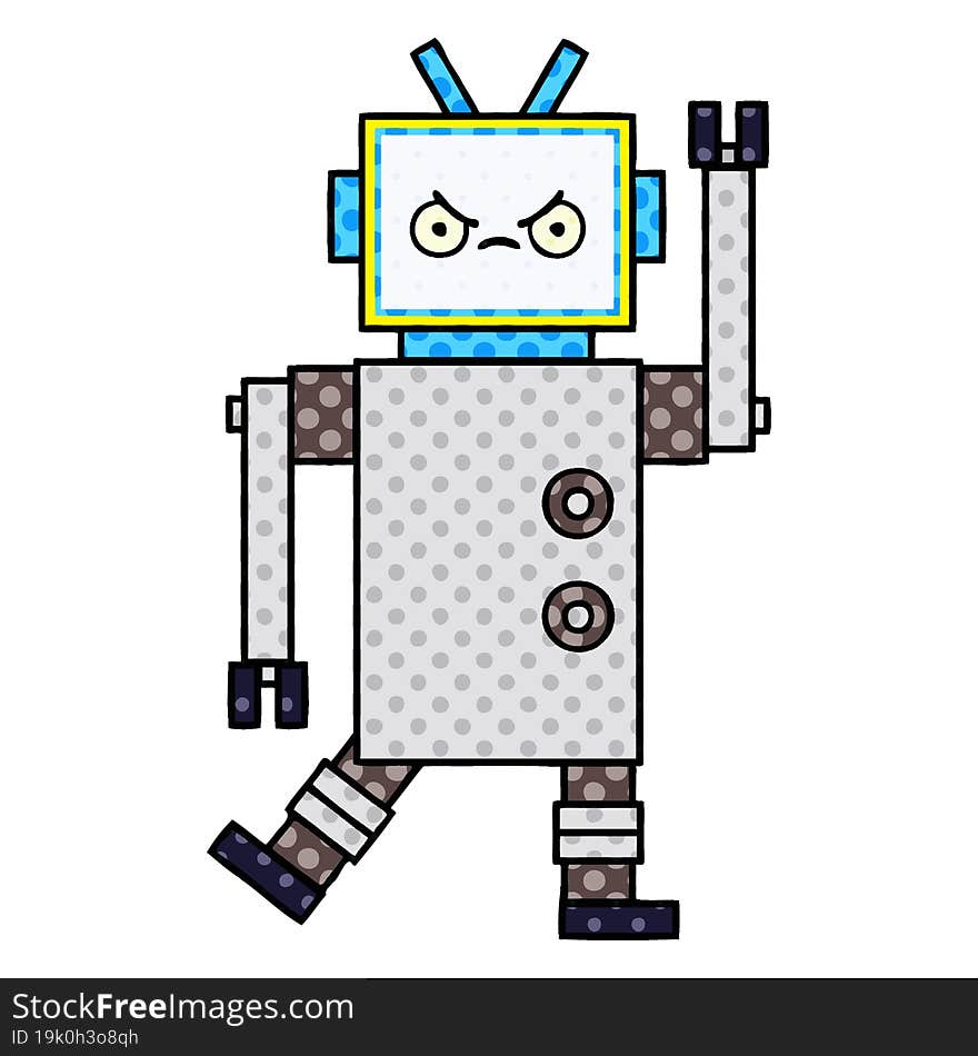 comic book style cartoon of a robot