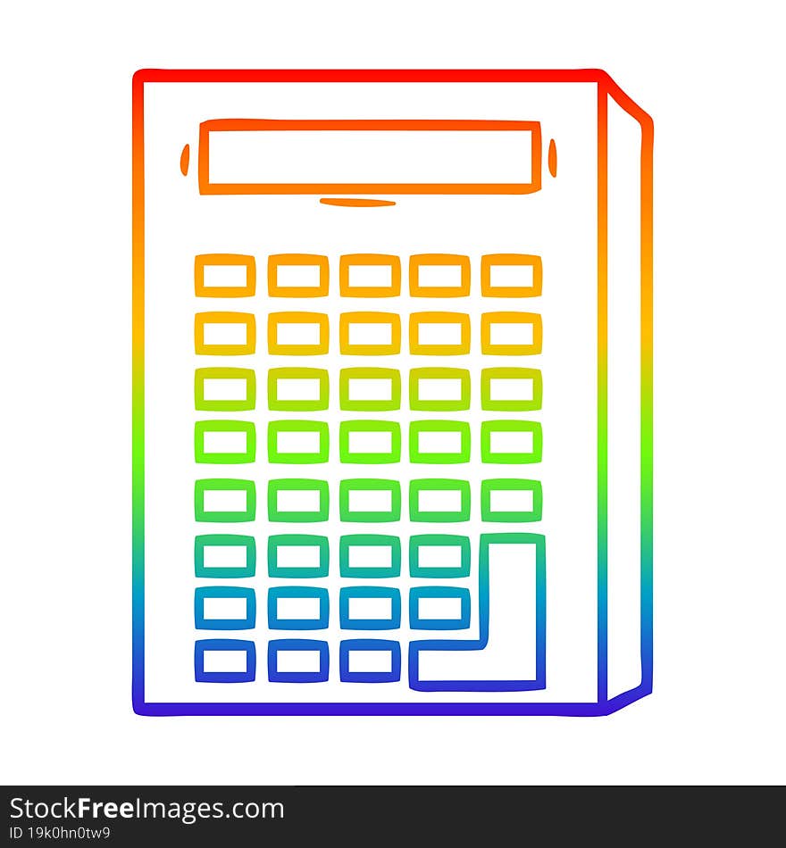 Rainbow Gradient Line Drawing Cartoon Calculator