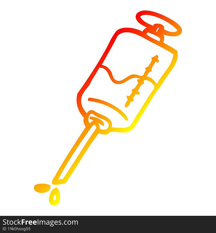 warm gradient line drawing of a cartoon injection