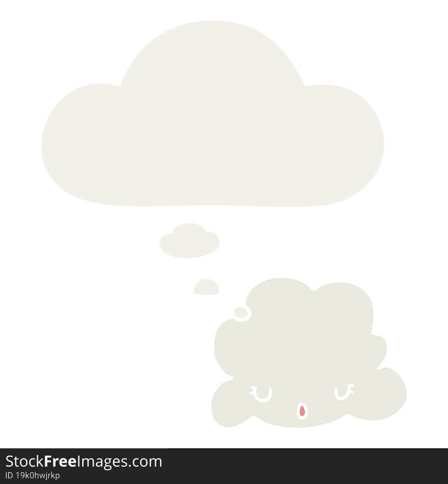 cute cartoon cloud and thought bubble in retro style