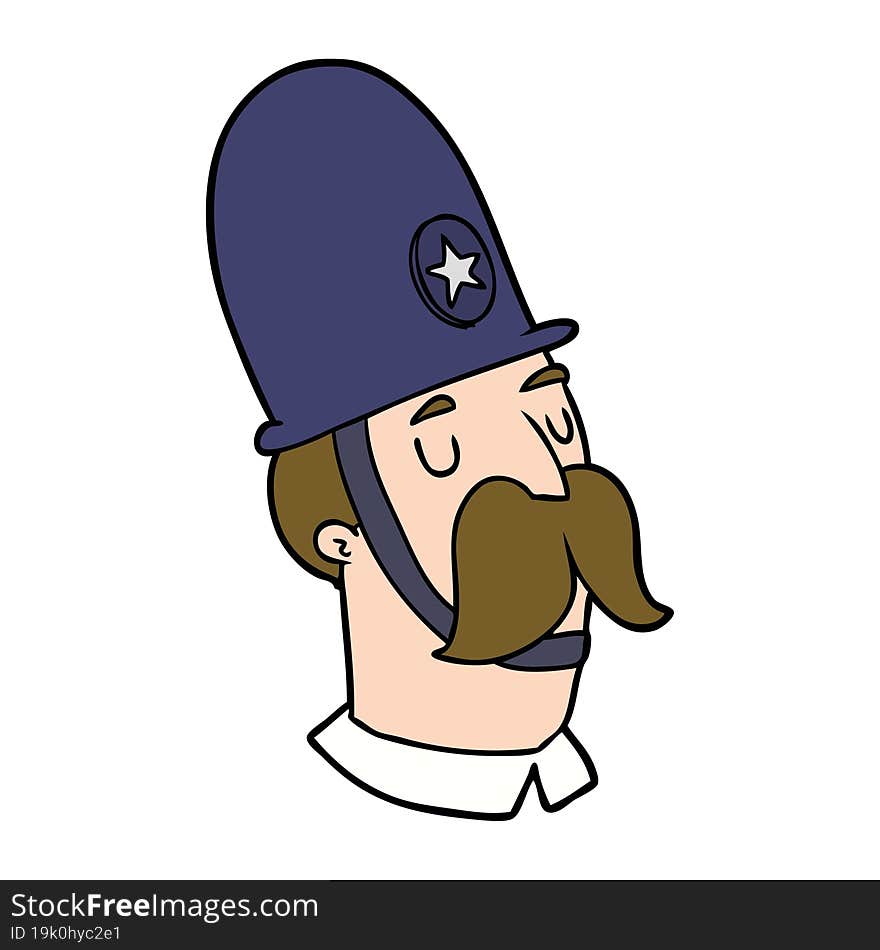 cartoon policeman with mustache. cartoon policeman with mustache