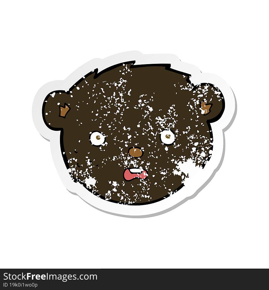 retro distressed sticker of a cartoon black bear face