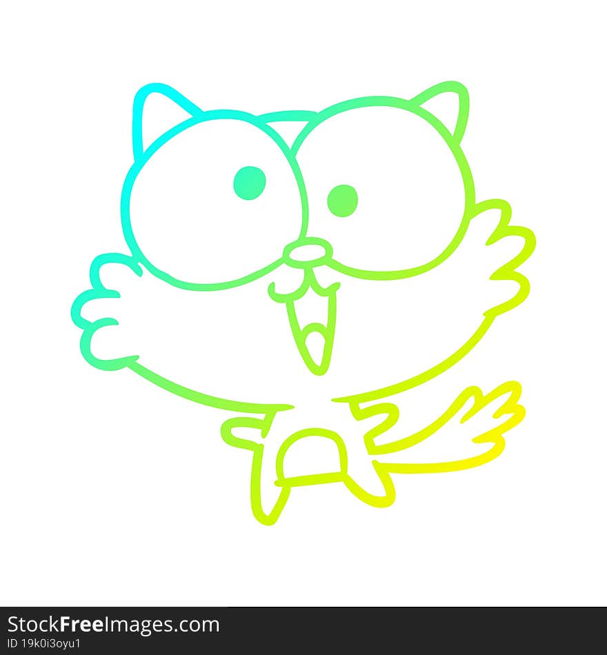 cold gradient line drawing cute crazy cat