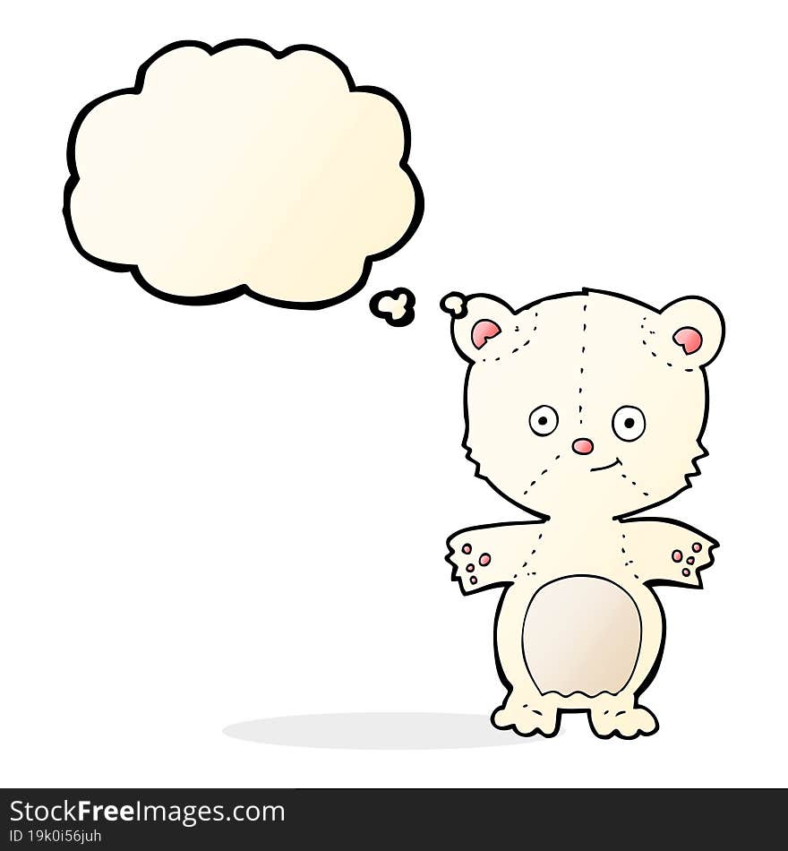 cartoon happy polar bear with thought bubble