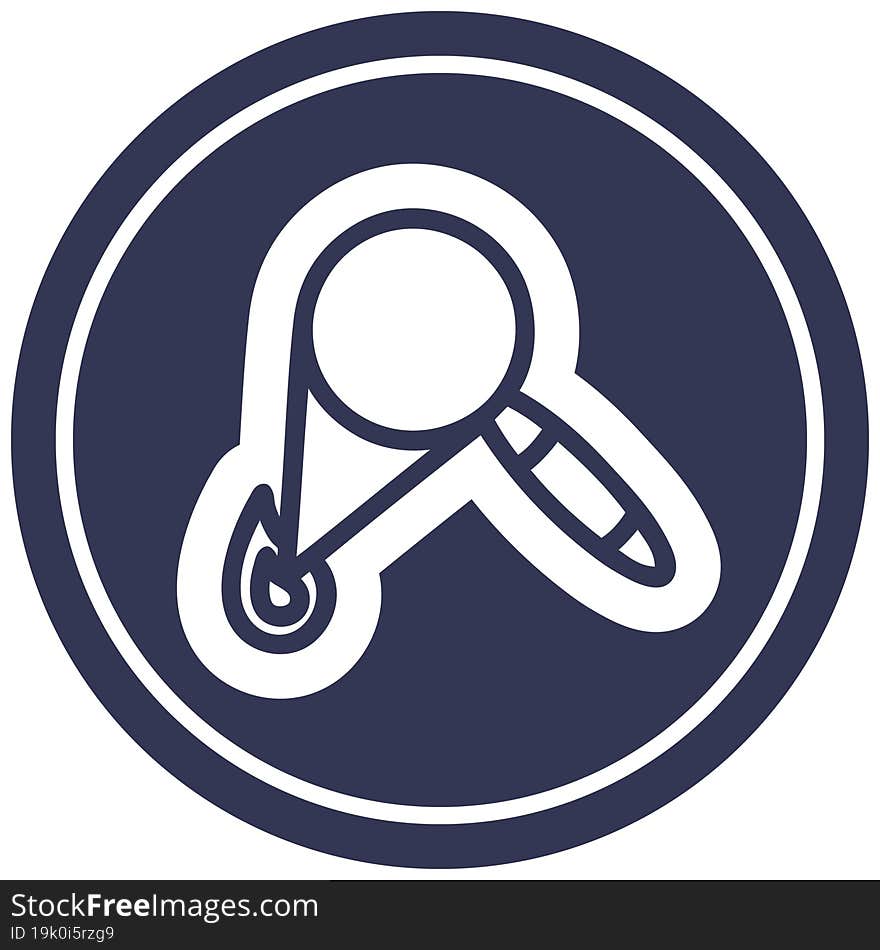 magnifying glass burning circular icon