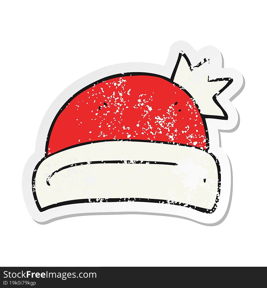 retro distressed sticker of a cartoon christmas hat