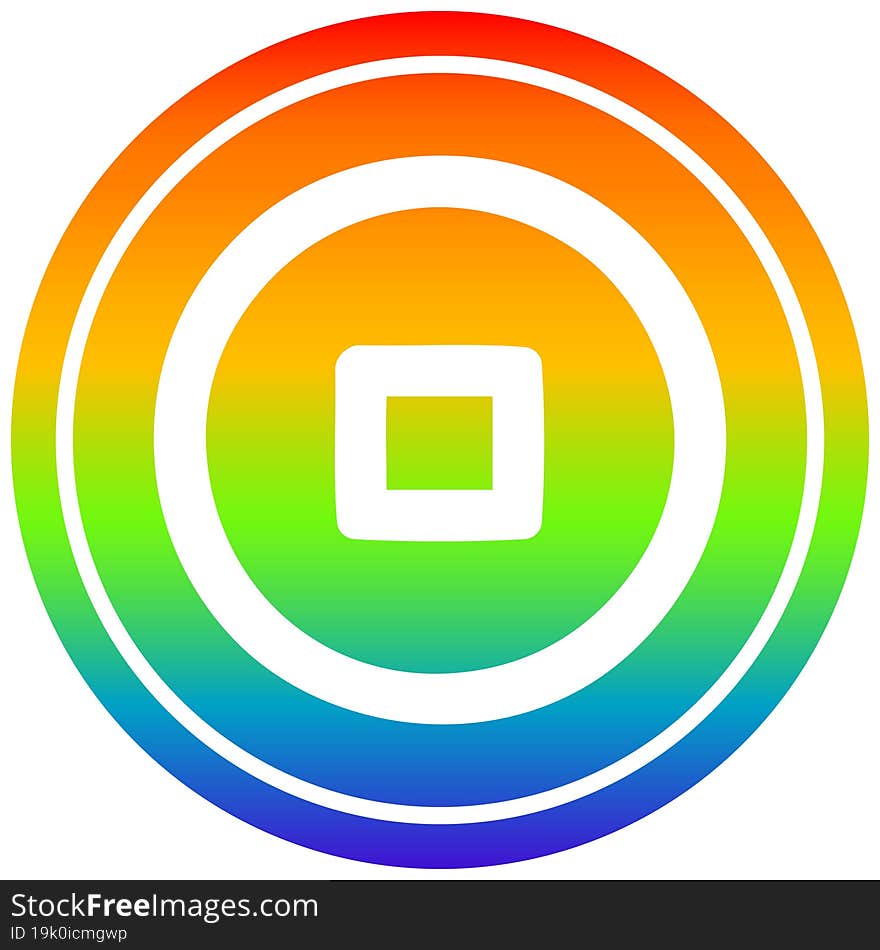 stop button circular in rainbow spectrum