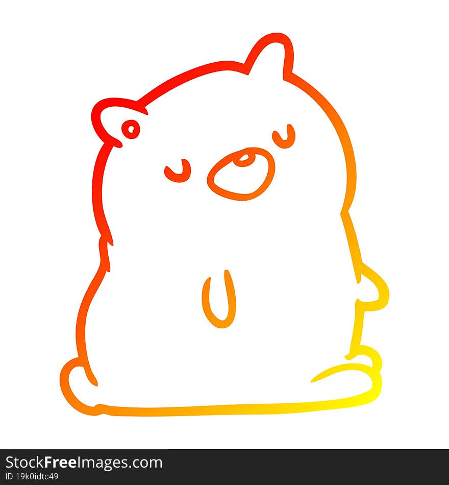 warm gradient line drawing of a cute bear