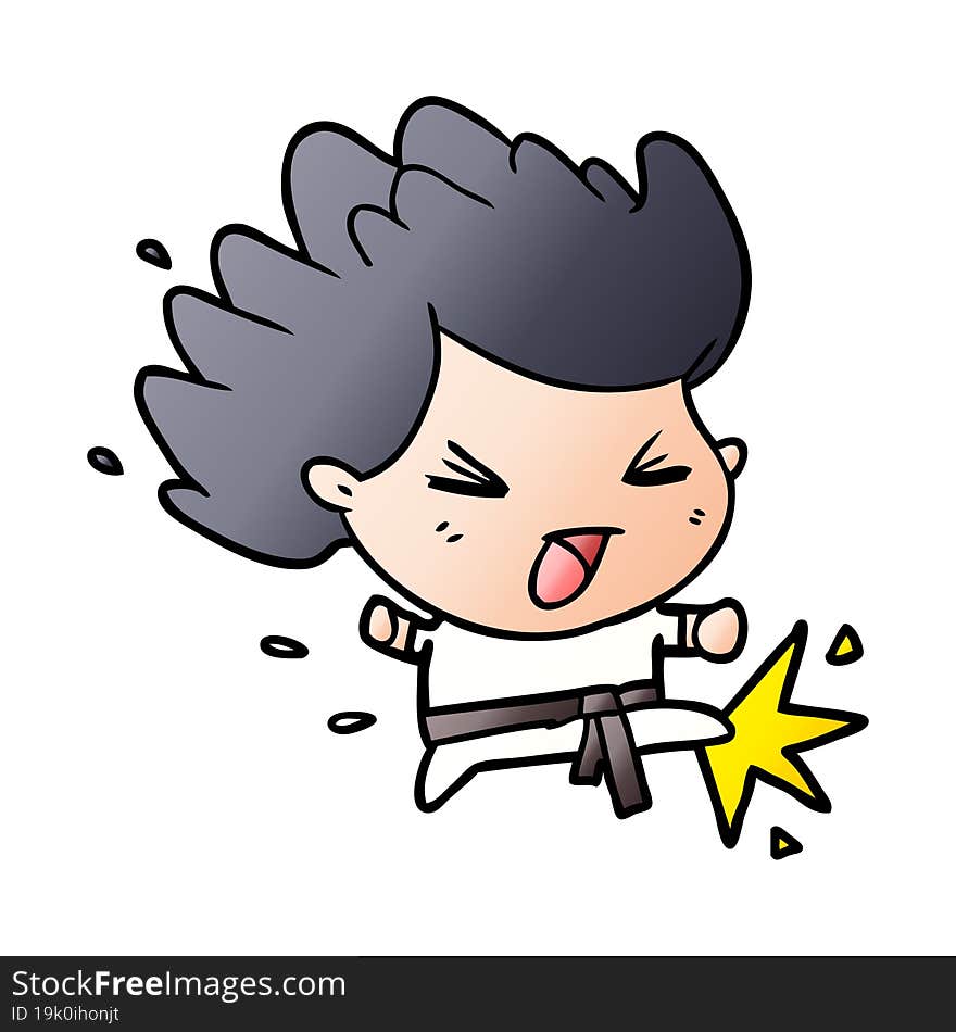 cute cartoon kicking karate champion. cute cartoon kicking karate champion