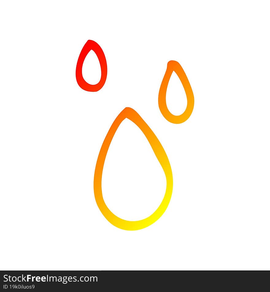 warm gradient line drawing of a cartoon rain drops