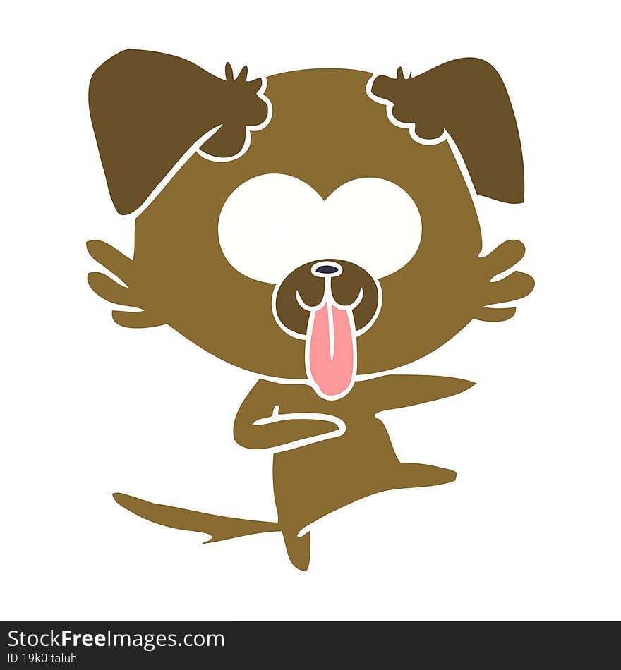 flat color style cartoon dog with tongue sticking out