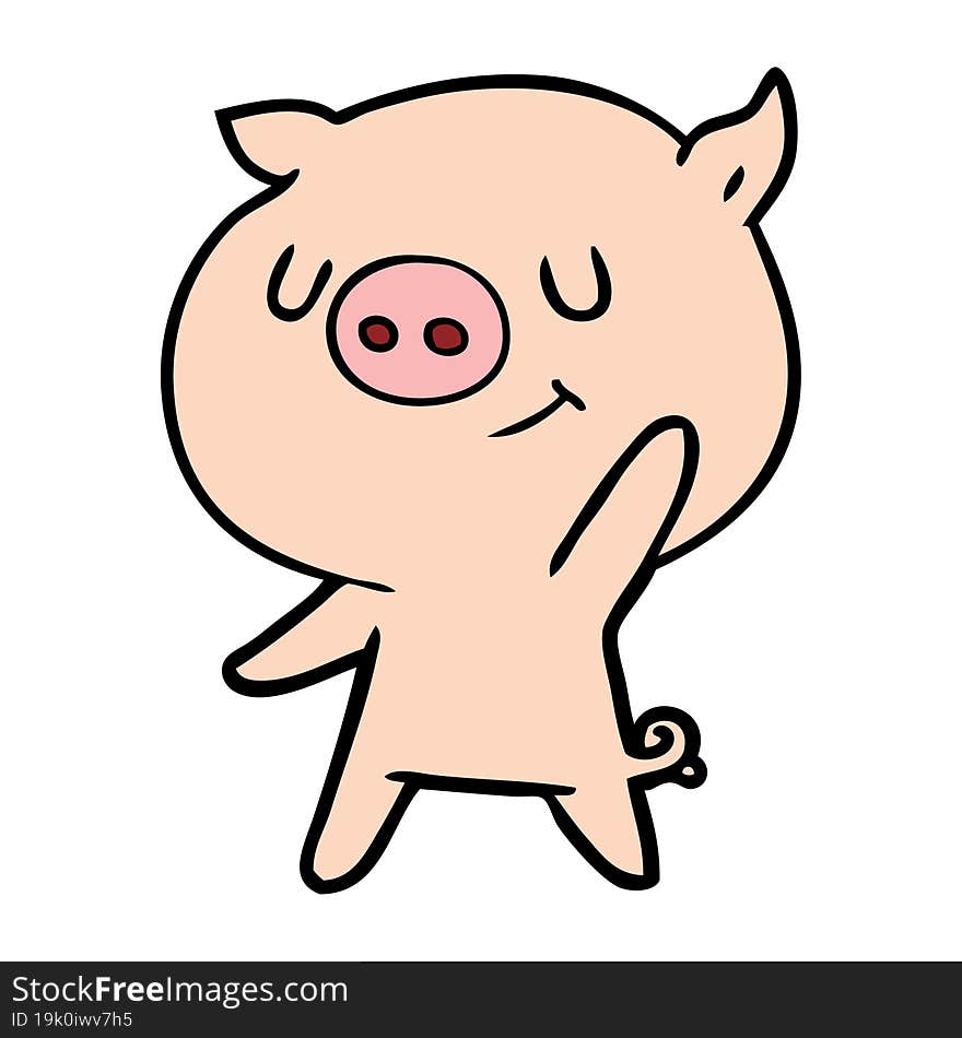 happy cartoon pig waving. happy cartoon pig waving