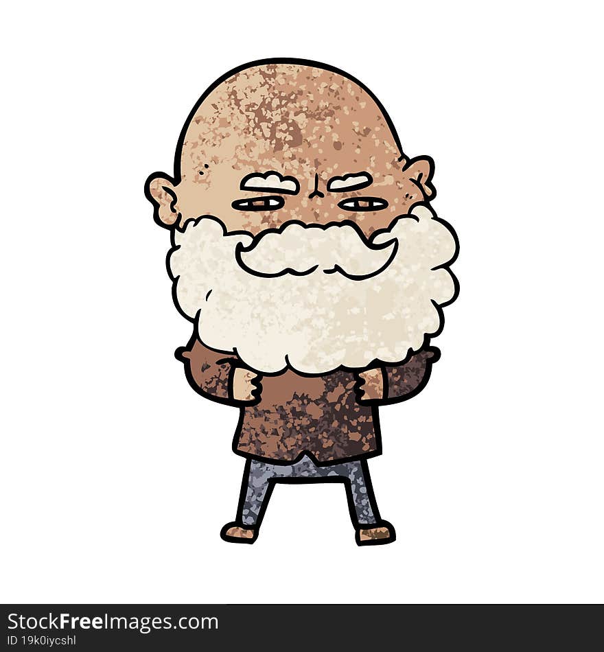 cartoon man with beard frowning. cartoon man with beard frowning