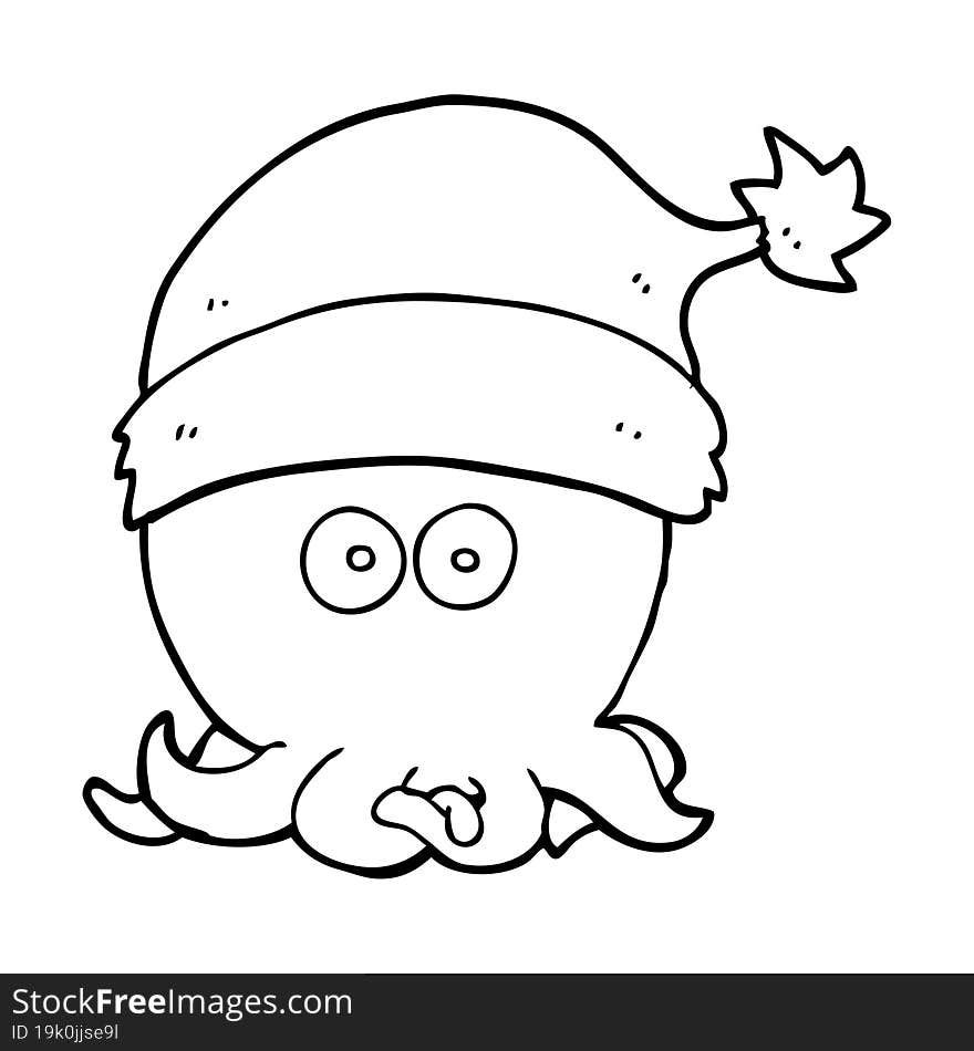 cartoon octopus wearing christmas hat