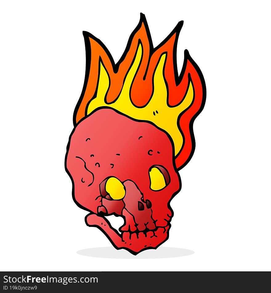 cartoon flaming skull