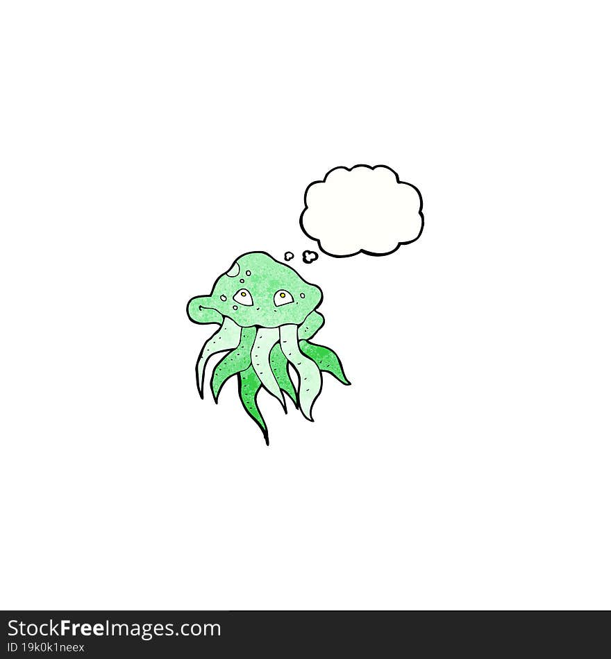 Cartoon Jellyfish With Thought Bubble