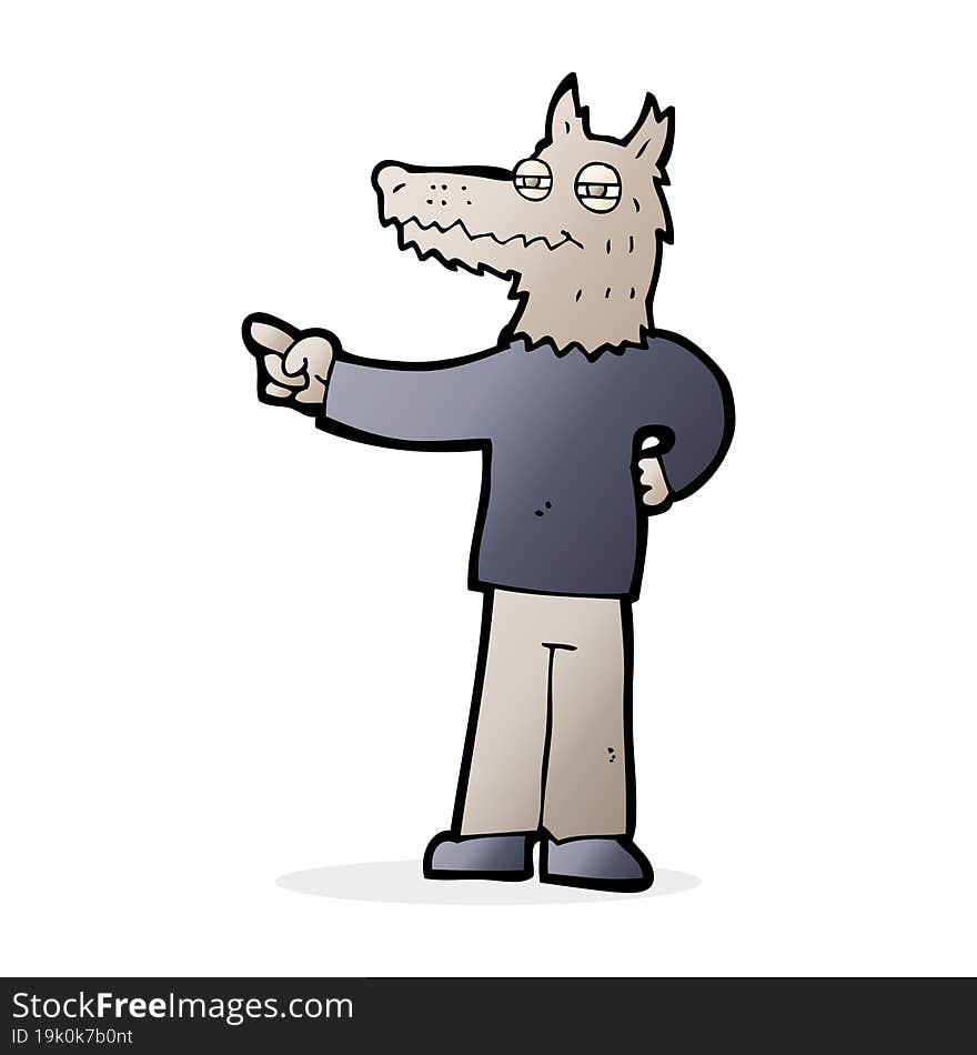 cartoon pointing wolf man