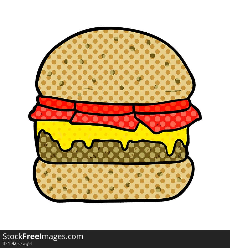 cartoon stacked burger. cartoon stacked burger