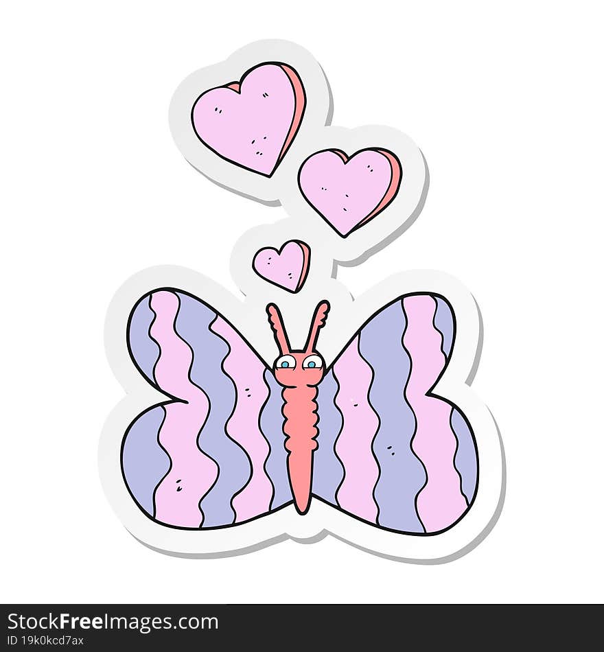 sticker of a cartoon butterfly