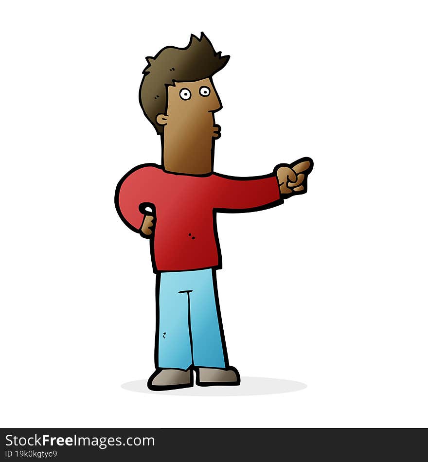 cartoon curious man pointing