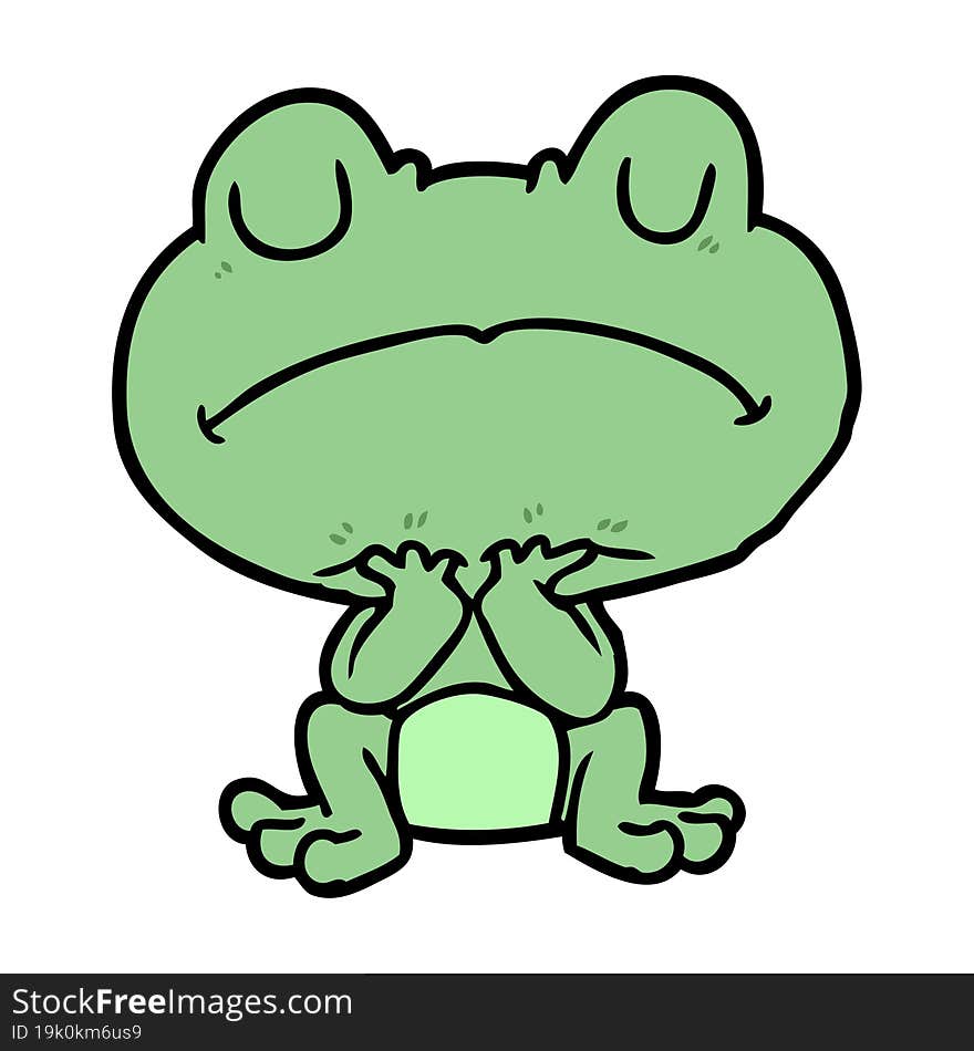 cartoon frog waiting patiently. cartoon frog waiting patiently