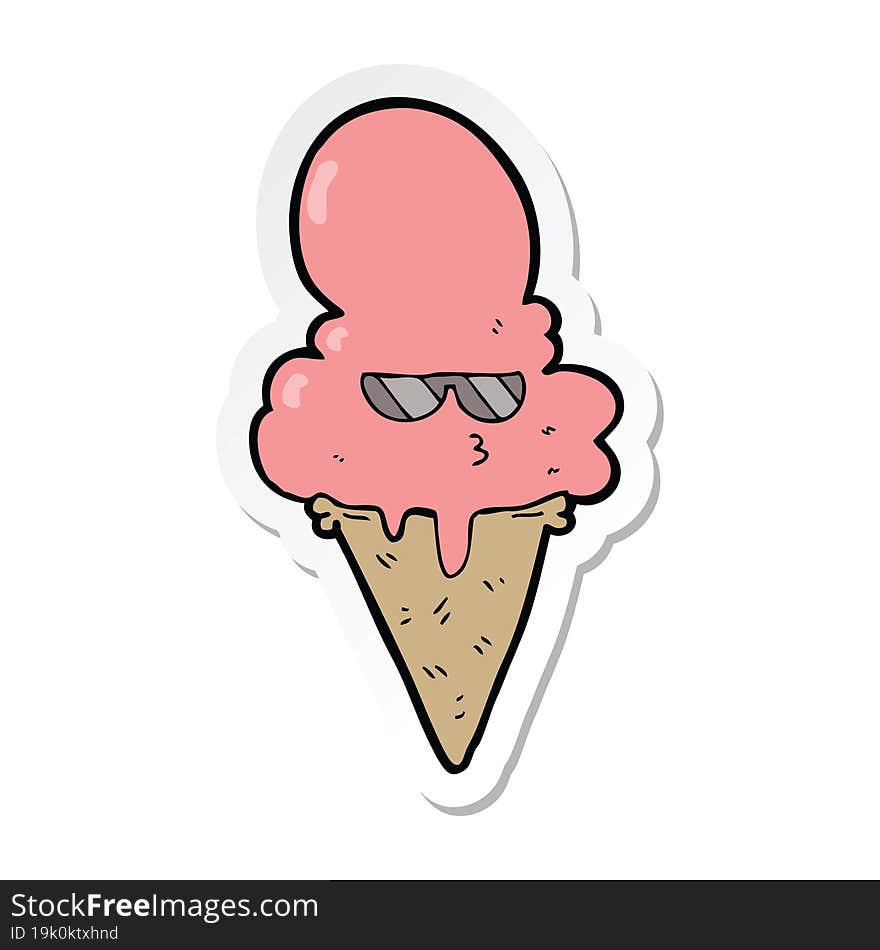 sticker of a cartoon cool ice cream