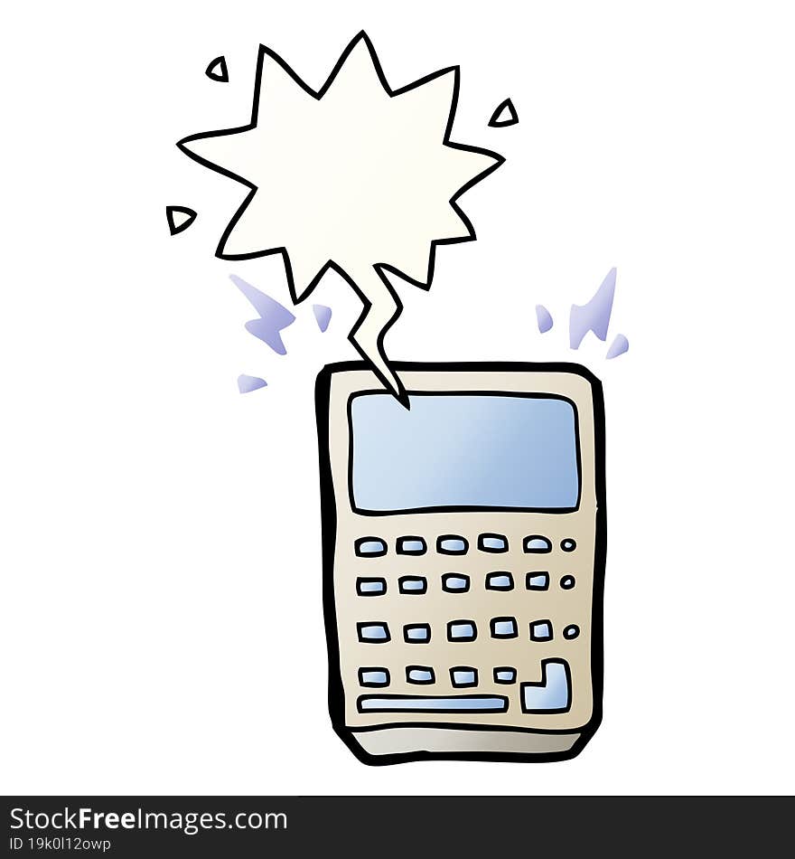 Cartoon Calculator And Speech Bubble In Smooth Gradient Style