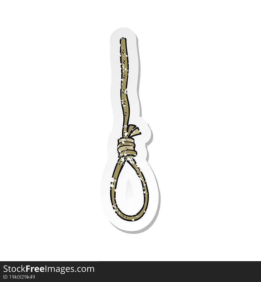 retro distressed sticker of a cartoon hangmans noose