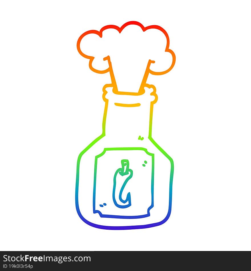 rainbow gradient line drawing cartoon hot chili sauce