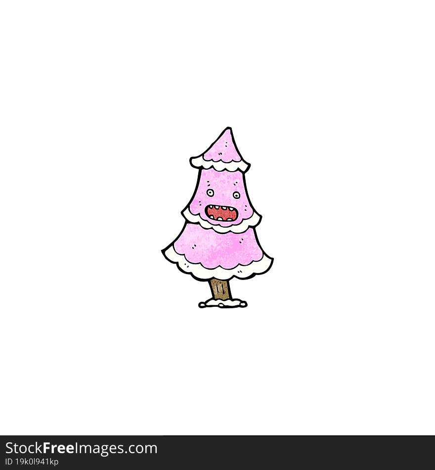 cartoon pink christmas tree