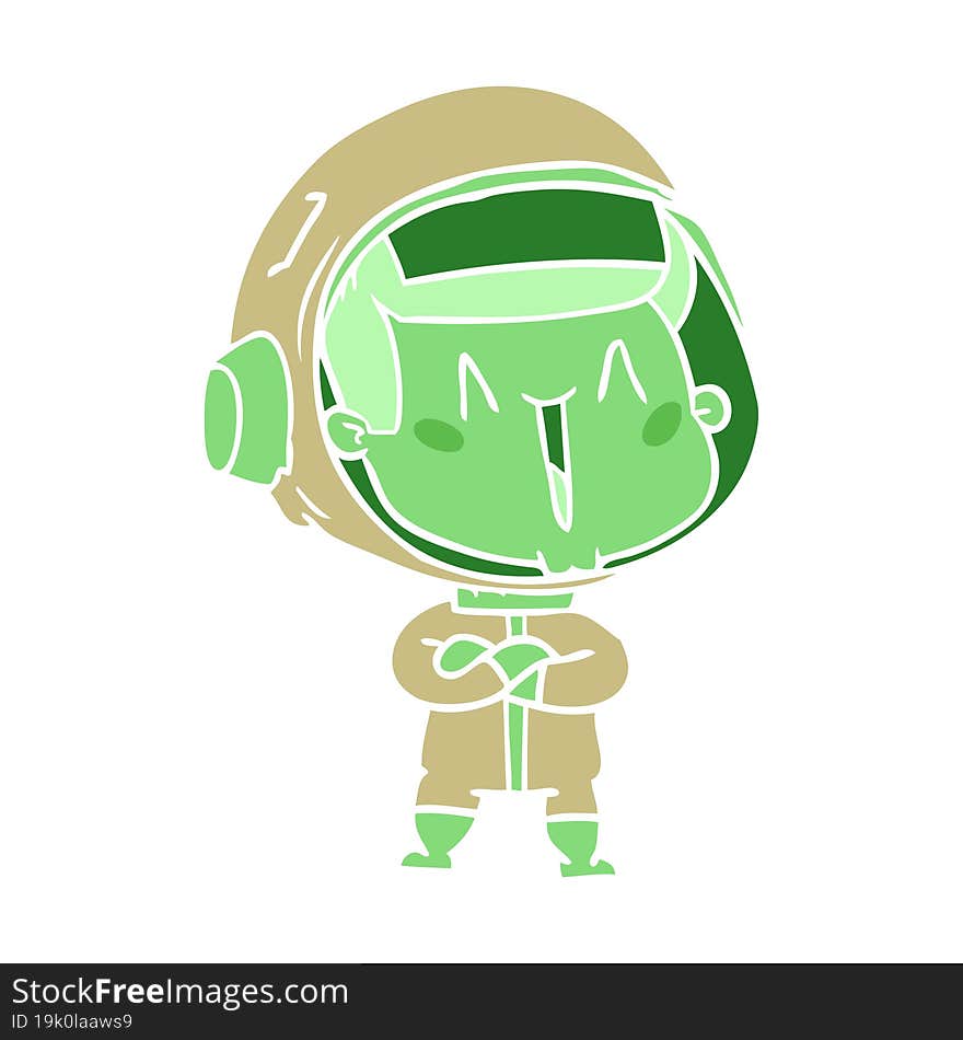 happy flat color style cartoon astronaut