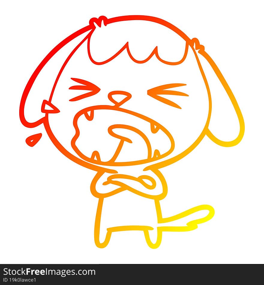 Warm Gradient Line Drawing Cute Cartoon Dog