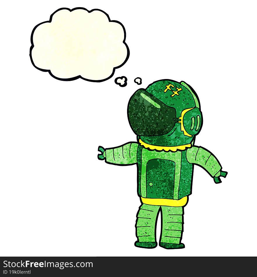 cartoon astronaut with thought bubble