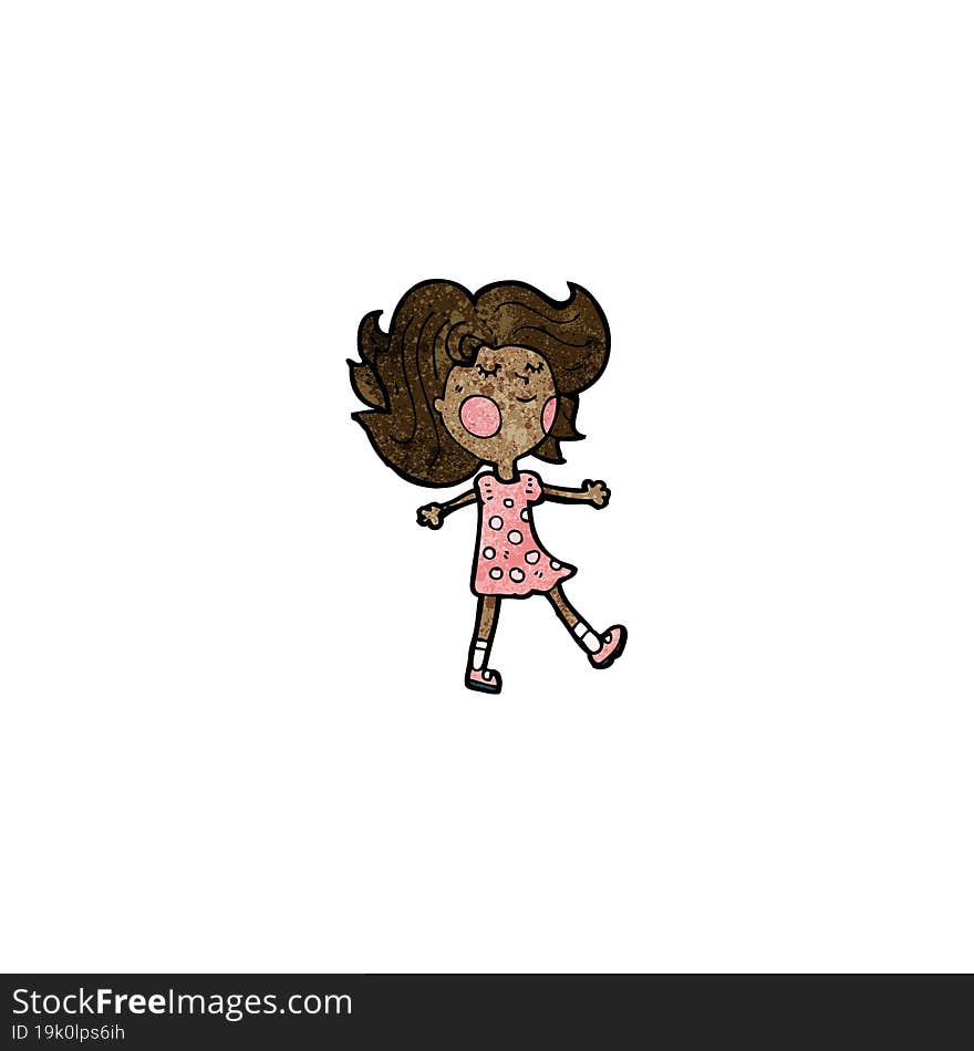 pretty girl walking cartoon