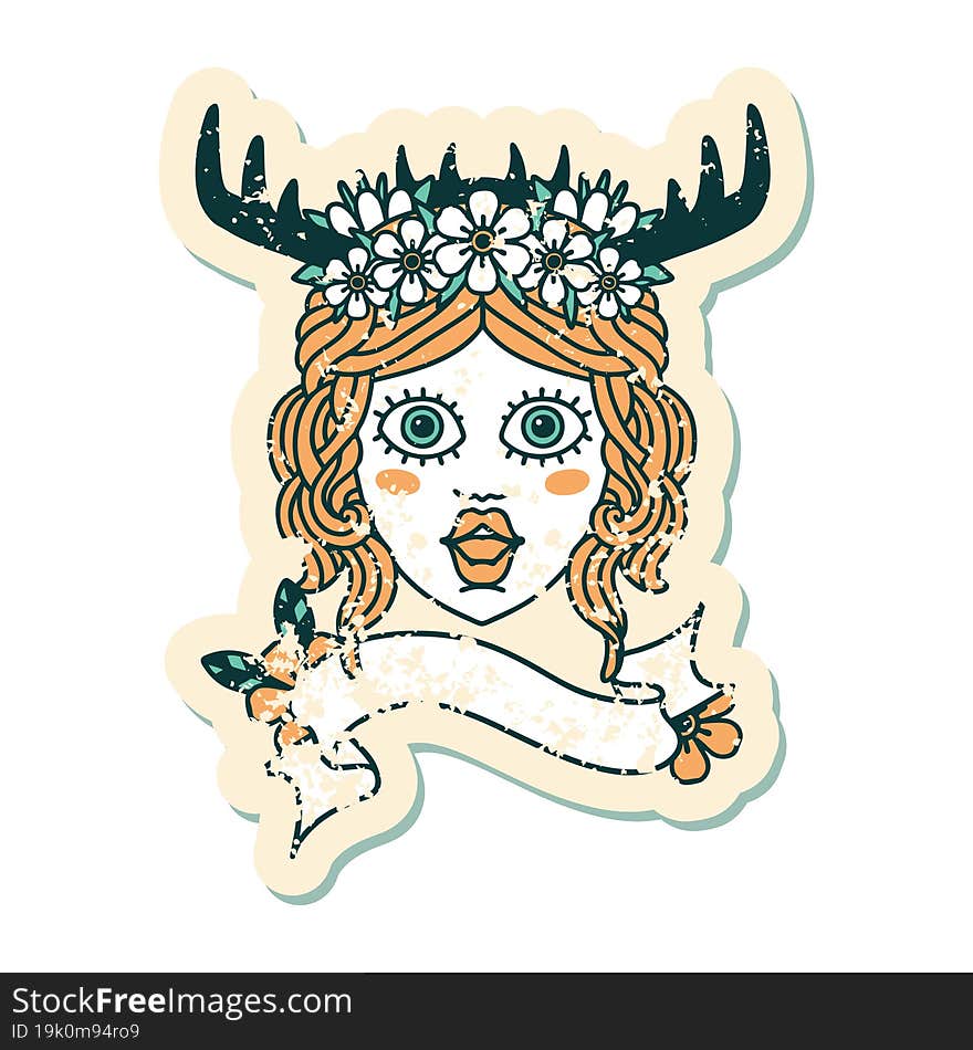 Retro Tattoo Style human druid. Retro Tattoo Style human druid