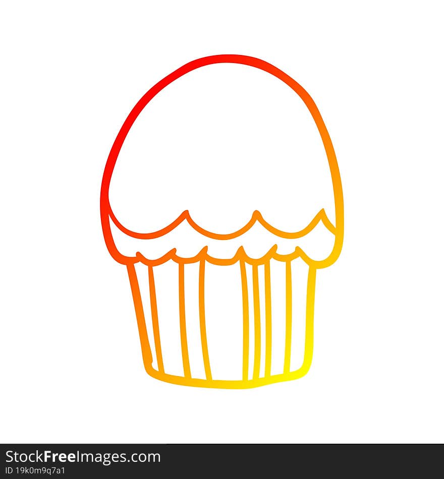 warm gradient line drawing Cartoon cupcake