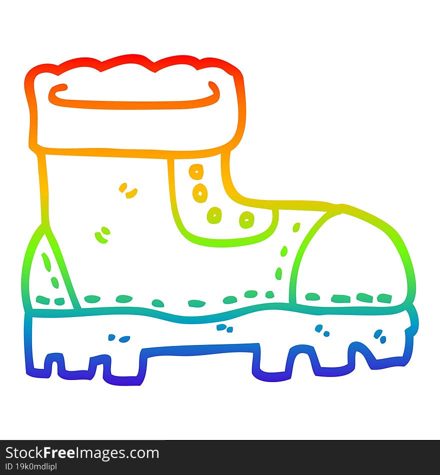 rainbow gradient line drawing cartoon work boot