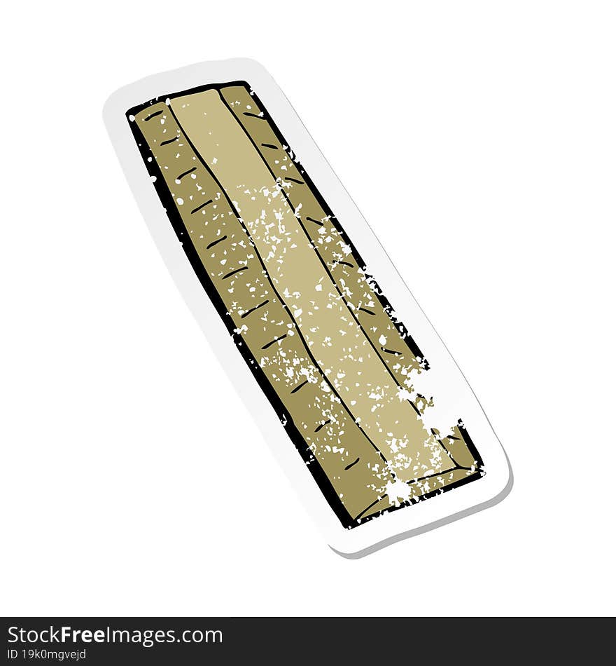 retro distressed sticker of a cartoon wooden ruler