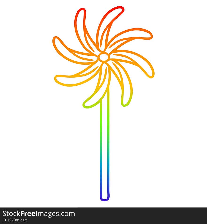 rainbow gradient line drawing toy windmill