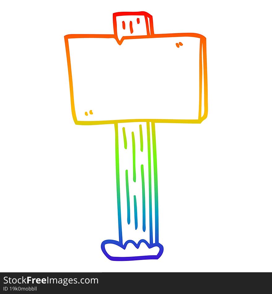 rainbow gradient line drawing of a cartoon sign post