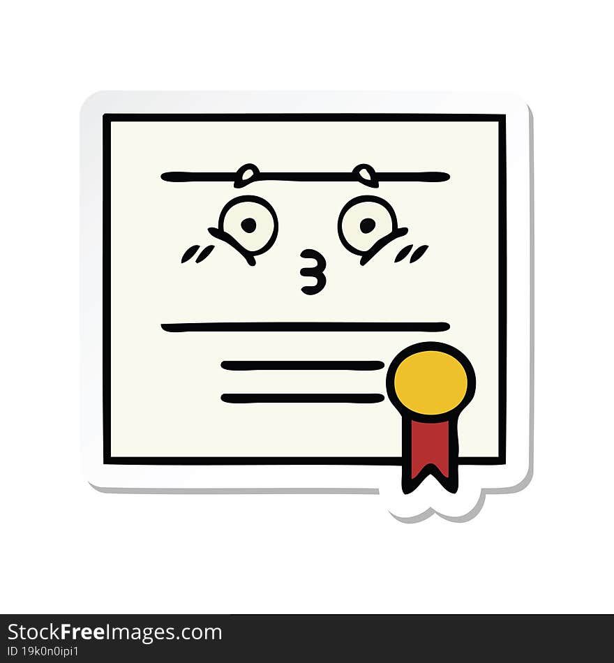 sticker of a cute cartoon graduation diploma