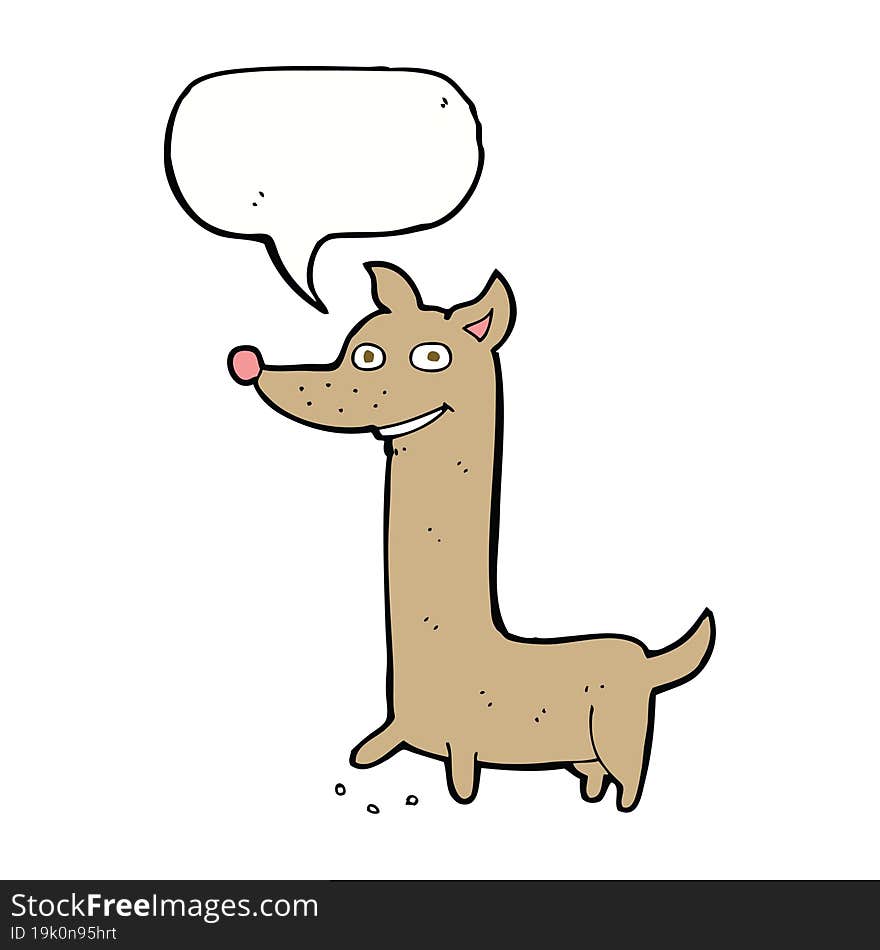 funny cartoon dog with speech bubble