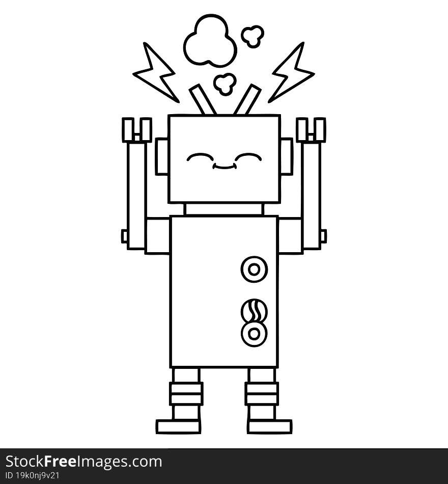 Line Drawing Cartoon Robot