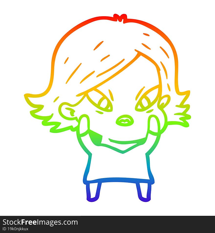 rainbow gradient line drawing cartoon stressed woman