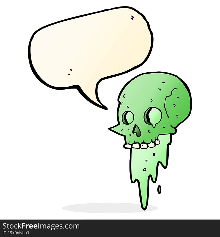 gross halloween skull cartoon with speech bubble